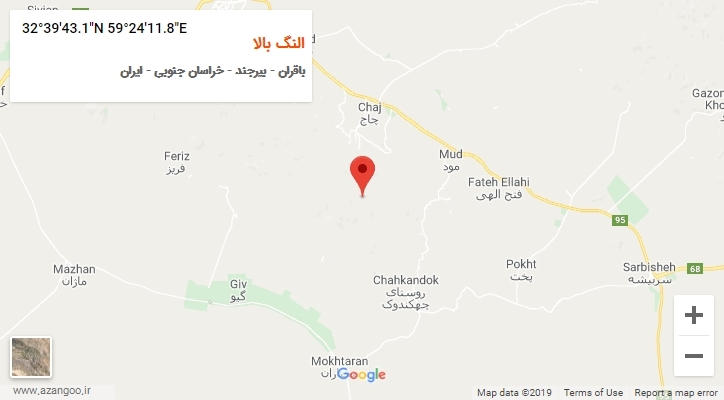 روستای النگ بالا بر روی نقشه