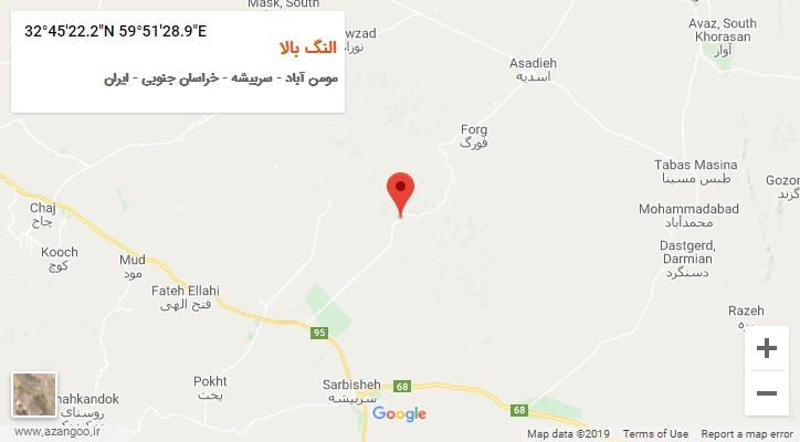 روستای النگ بالا بر روی نقشه