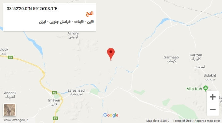 روستای النج بر روی نقشه