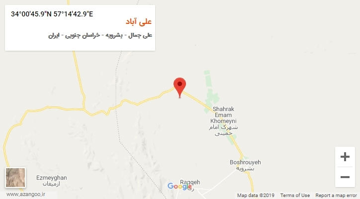 روستای علی آباد بر روی نقشه