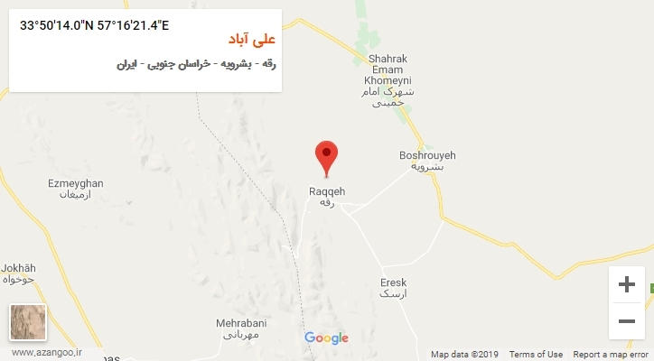 روستای علی آباد بر روی نقشه