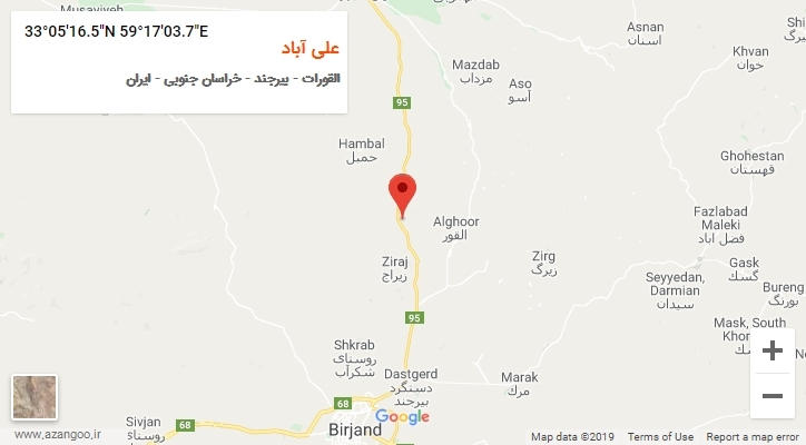 روستای علی آباد بر روی نقشه