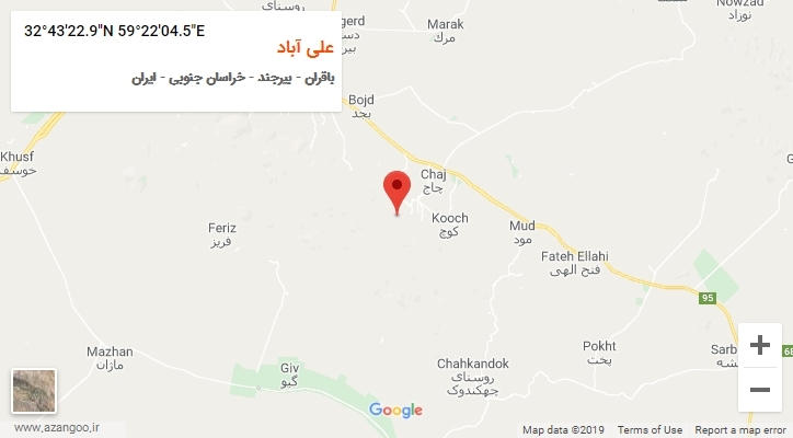 روستای علی آباد بر روی نقشه