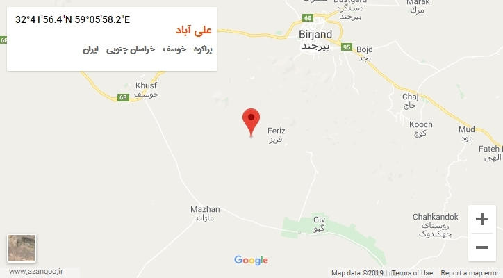 روستای علی آباد بر روی نقشه
