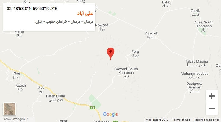 روستای علی آباد بر روی نقشه