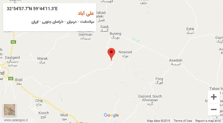 روستای علی آباد بر روی نقشه