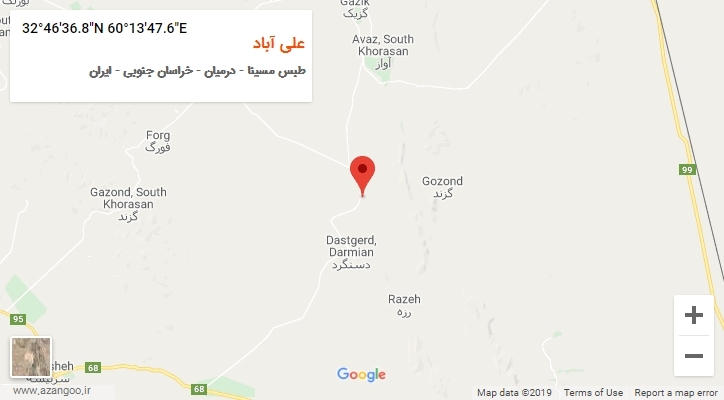 روستای علی آباد بر روی نقشه