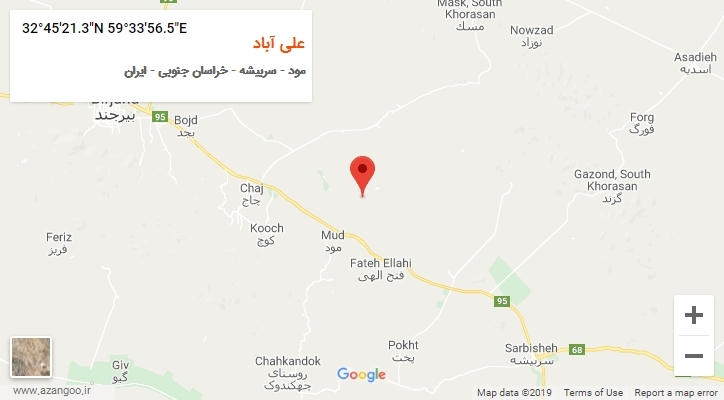 روستای علی آباد بر روی نقشه