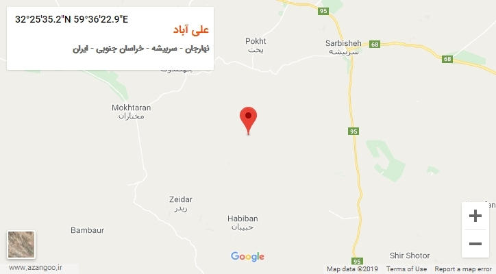 روستای علی آباد بر روی نقشه