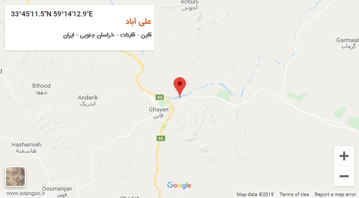 روستای علی آباد بر روی نقشه