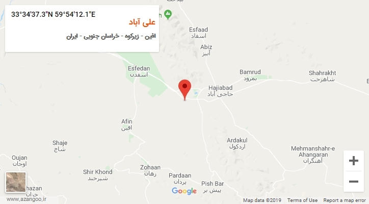 روستای علی آباد بر روی نقشه