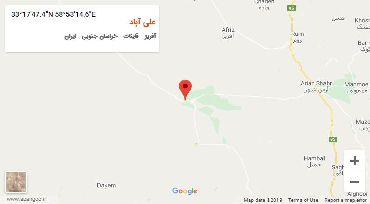 روستای علی آباد بر روی نقشه