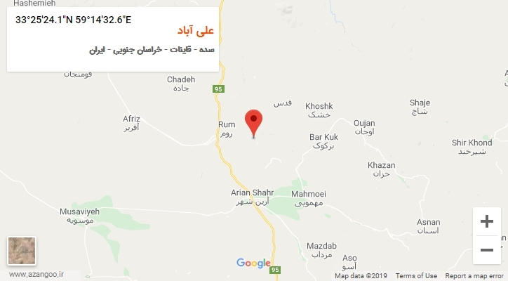 روستای علی آباد بر روی نقشه