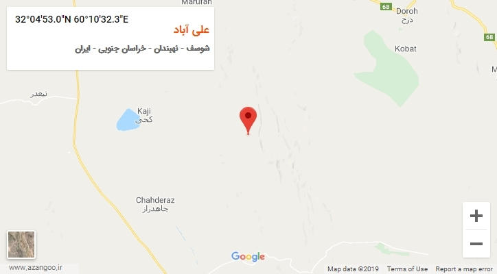 روستای علی آباد بر روی نقشه