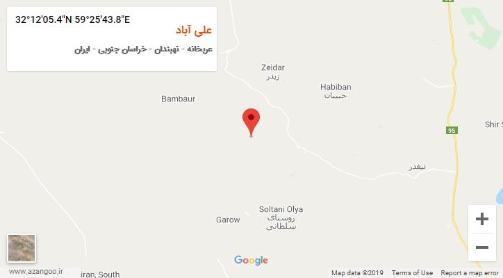 روستای علی آباد بر روی نقشه