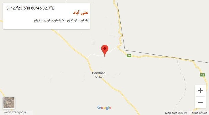 روستای علی آباد بر روی نقشه