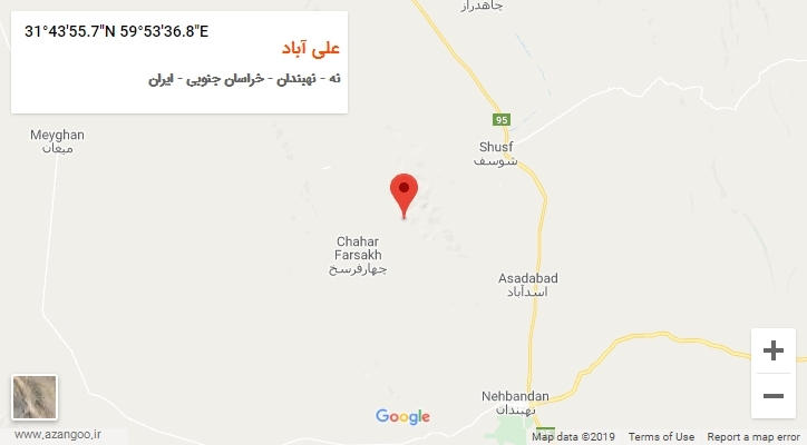 روستای علی آباد بر روی نقشه