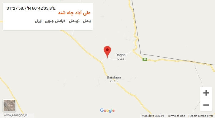 روستای علی آباد چاه شند بر روی نقشه