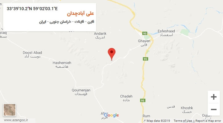روستای علی آبادچدان بر روی نقشه