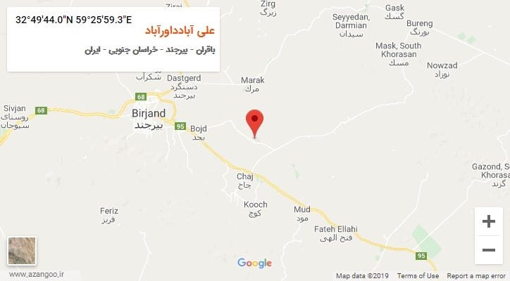 روستای علی آبادداورآباد بر روی نقشه