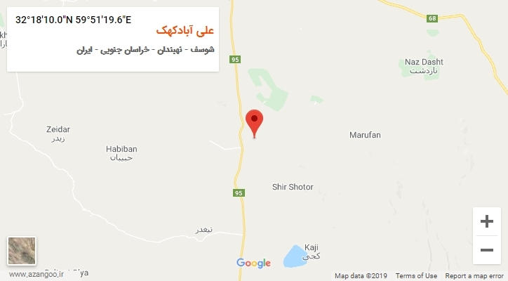 روستای علی آبادکهک بر روی نقشه
