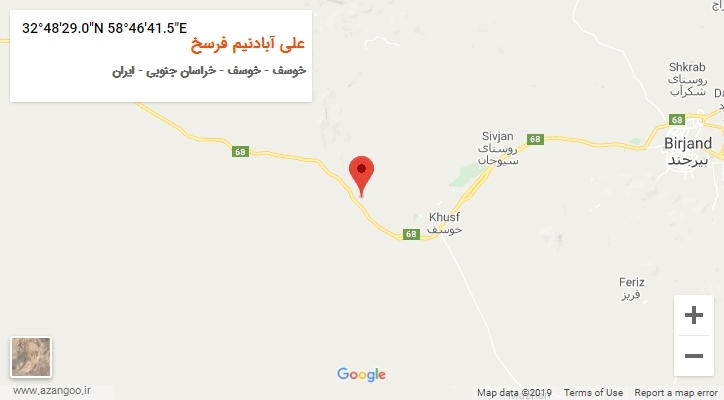 روستای علی آبادنیم فرسخ بر روی نقشه