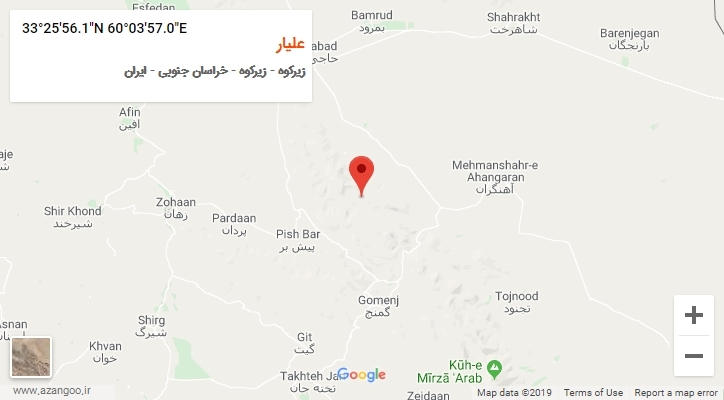 روستای علیار بر روی نقشه