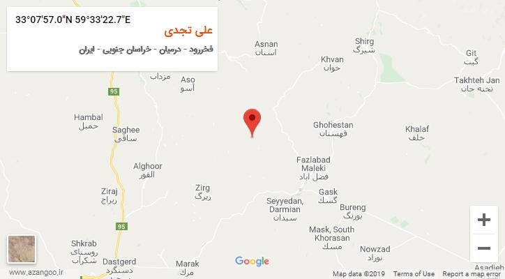 روستای علی تجدی بر روی نقشه