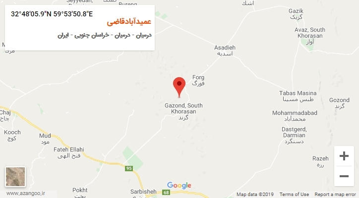 روستای عمیدآبادقاضی بر روی نقشه