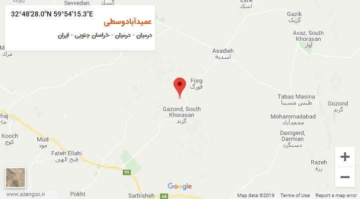 روستای عمیدآبادوسطی بر روی نقشه