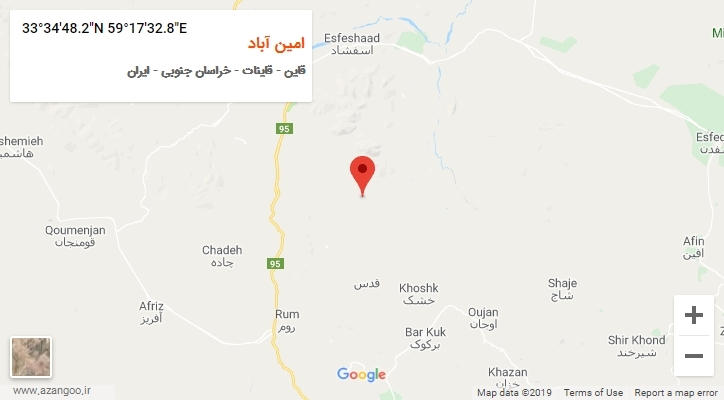 روستای امین آباد بر روی نقشه