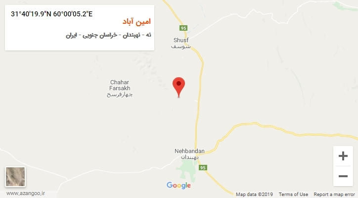 روستای امین آباد بر روی نقشه