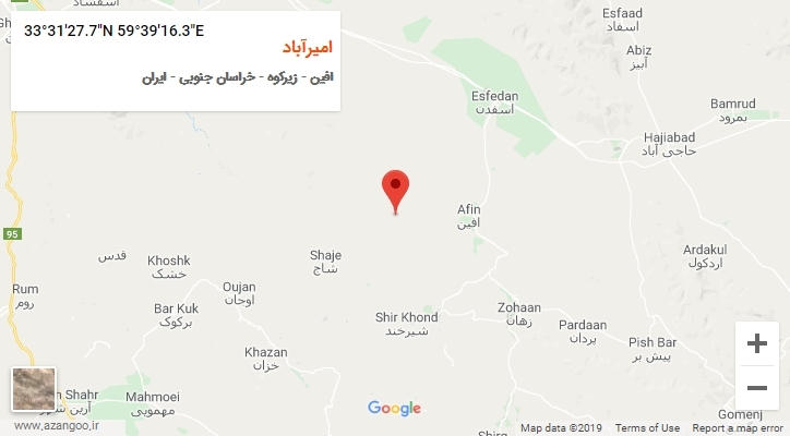 روستای امیرآباد بر روی نقشه