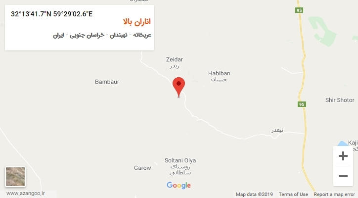 روستای اناران بالا بر روی نقشه