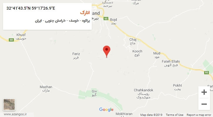 روستای انارک بر روی نقشه