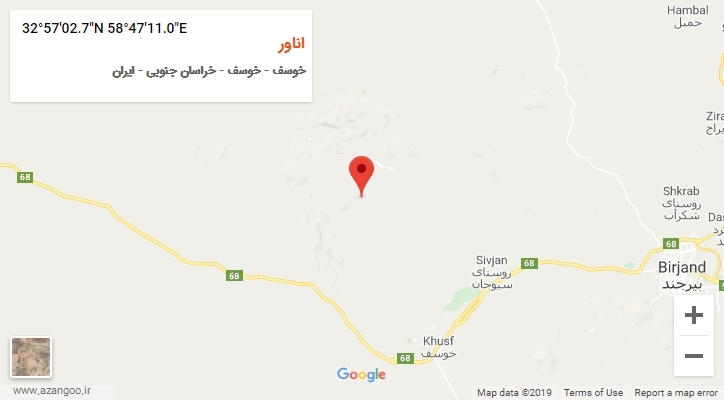 روستای اناور بر روی نقشه