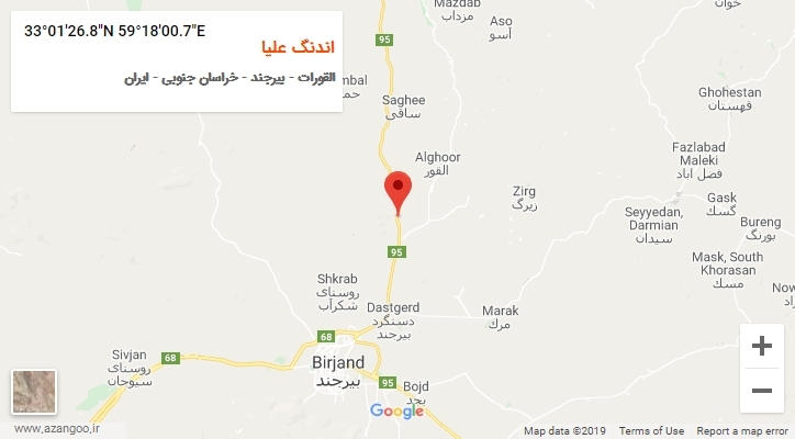 روستای اندنگ علیا بر روی نقشه