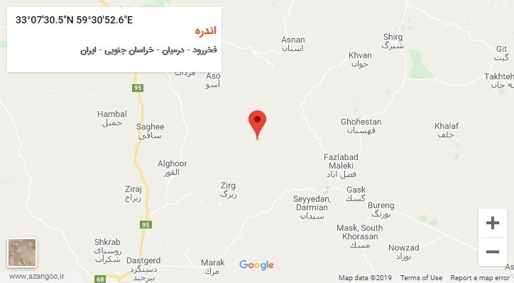 روستای اندره بر روی نقشه