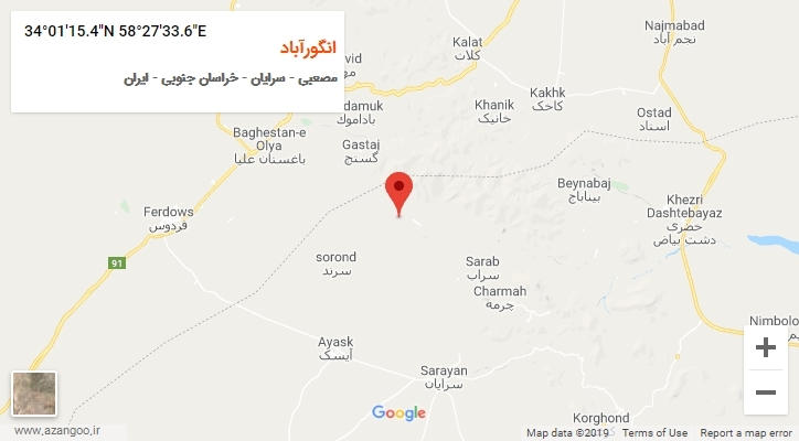 روستای انگورآباد بر روی نقشه