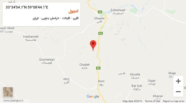 روستای انجول بر روی نقشه