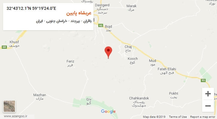 روستای عربشاه پایین بر روی نقشه