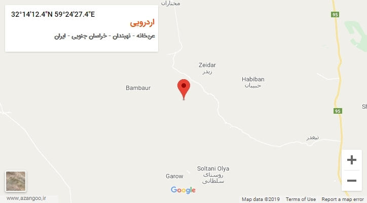 روستای اردرویی بر روی نقشه