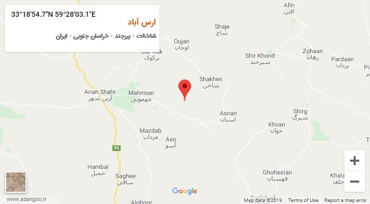 روستای ارس آباد بر روی نقشه