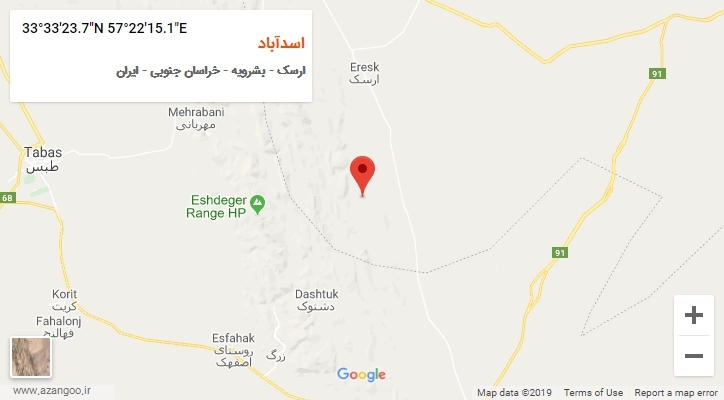 روستای اسدآباد بر روی نقشه