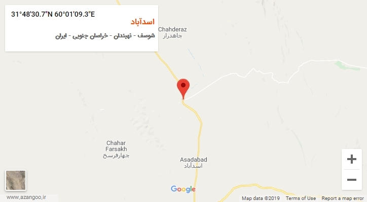 روستای اسدآباد بر روی نقشه