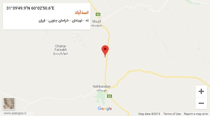 روستای اسدآباد بر روی نقشه