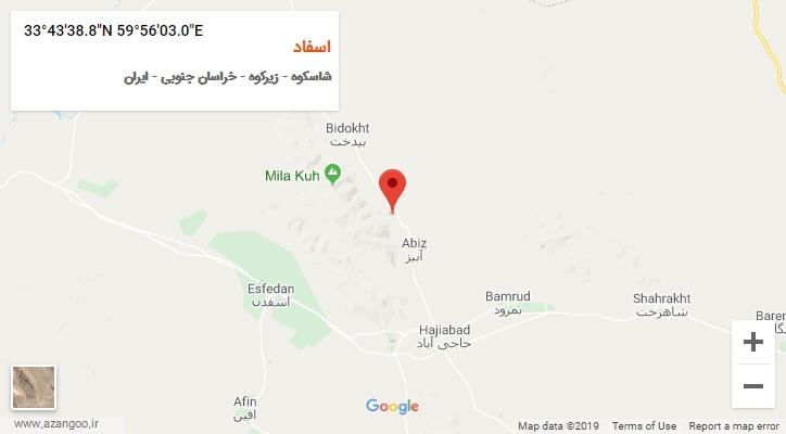 روستای اسفاد بر روی نقشه