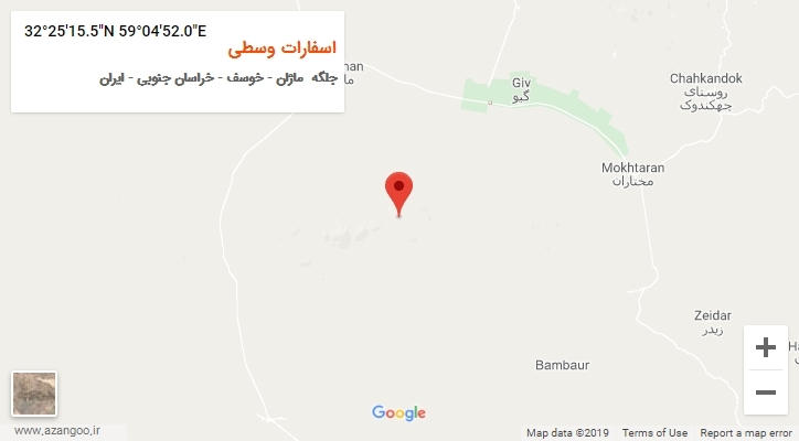 روستای اسفارات وسطی بر روی نقشه