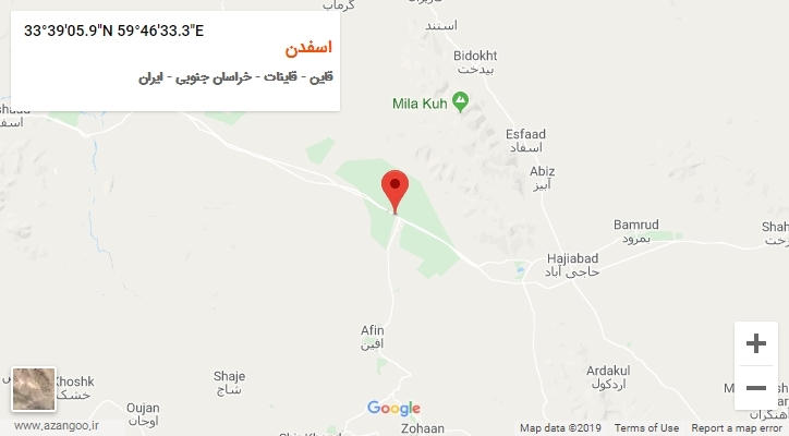 روستای اسفدن بر روی نقشه