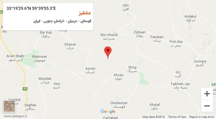 روستای عشقیز بر روی نقشه